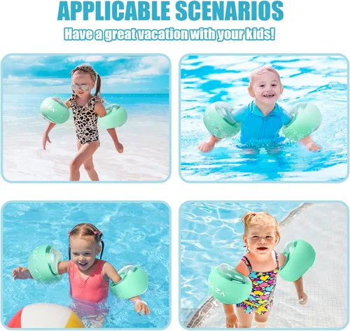 Miniatura 6 de Loowarts Flotadores de brazo para niños de 1 a 3 años, las bandas inflables flotan como alas de agua y trajes de baño, sistema de seguridad