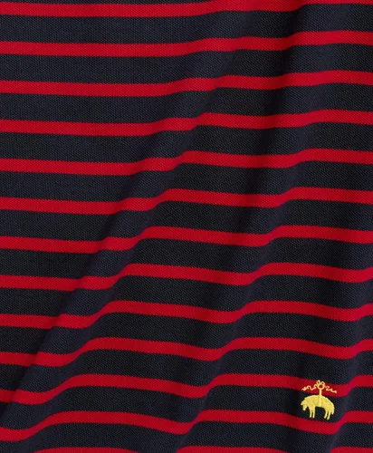 Miniatura 4 de Brooks Brothers Polo de piqué de algodón de manga larga para hombre, diseño de rayas marineras