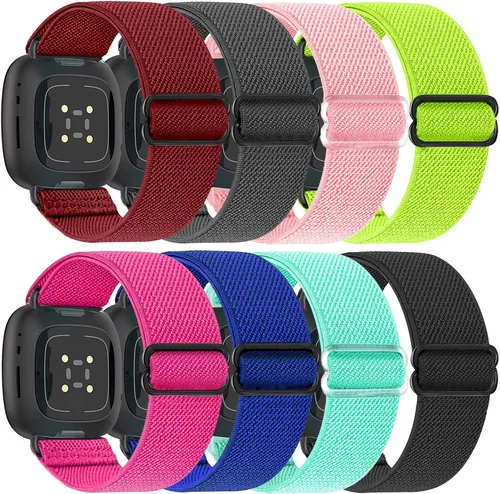 Miniatura 7 de Paquete de 8 bandas elásticas compatibles con Fitbit Versa 3 y Fitbit Versa 4, Fitbit Sense y Fitbit Sense 2, pulsera deportiva ajustable de nailon