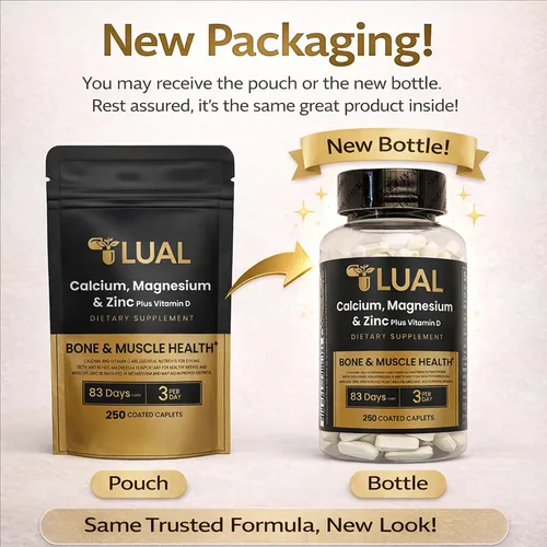 Miniatura 2 de Calcio, magnesio, zinc y vitamina D3. LUAL Calcio, magnesio y zinc con vitamina D - Suplemento de apoyo óseo y muscular para adultos, suplemento