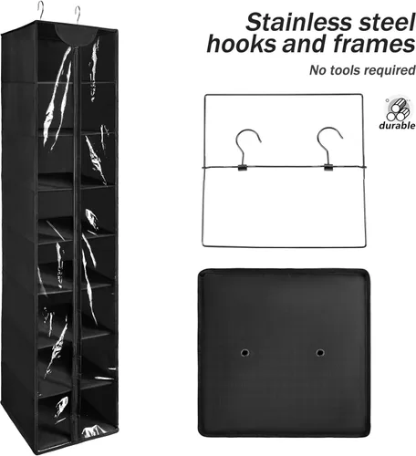 Miniatura 6 de Organizador colgante de PVC transparente de 8 niveles con cremallera, estantes de almacenamiento de suéter con cubierta, organizador de zapatos