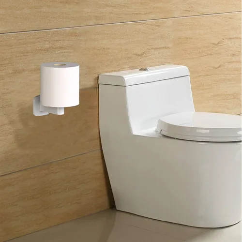Miniatura 4 de Soporte de papel higiénico autoadhesivo, soporte para toallas de papel, soporte para papel higiénico de baño, fácil instalación, sin taladrar Blanco