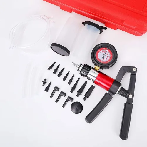 Miniatura 2 de Probador de Bomba de Vacío Manual de 23 Piezas Kit de Purgador de Frenos Herramientas de Purgado del Sistema de Frenos con Adaptadores y 2 Botellas