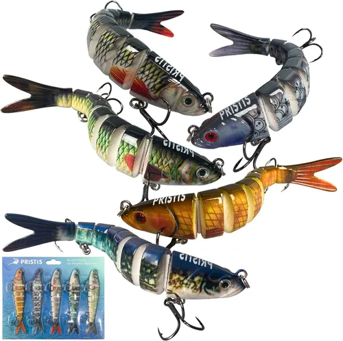 Miniatura 10 de Pristis Lifelike Fishing Plugs for Bass Muskie Walleye, Slow Sinking Swimbaits for Saltwater Freshwater, Shallow Deep Diving Crank Hard Baits Lure
