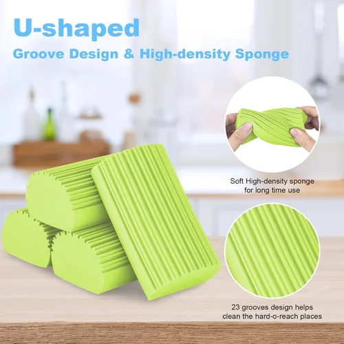 Miniatura 3 de Paquete de 4 Esponjas Limpiadoras Húmedas, Borrador de Esponja Mágica para Limpieza del Hogar, Plumeros Reutilizables Suministros de Limpieza