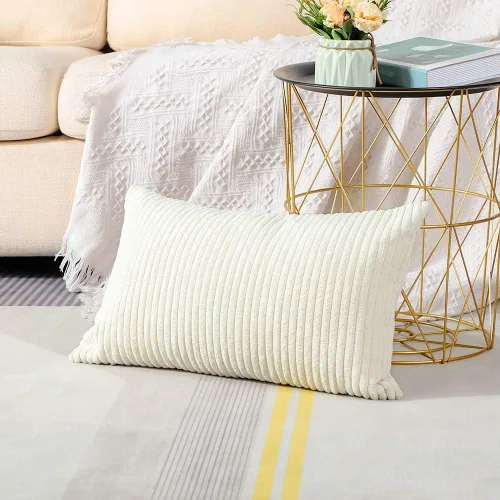 Miniatura 336 de Artscope Fundas de Almohada de Pana a Rayas Acogedoras Súper Suaves Decorativas Cuadradas Fundas de Cojín para Sofá Sillón Dormitorio Decoración