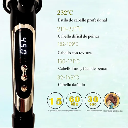 Miniatura 4 de abp - Rizador de 1 pulgada con barril extralargo y revestimiento de cerámica para cabello largo/mediano, pantalla LED con calentamiento instantáneo
