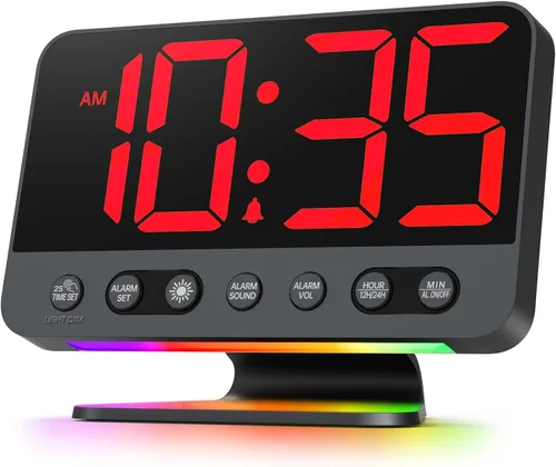 Miniatura 9 de Odokee Despertadores digitales para dormitorios: atenuador de brillo número 5 en negrita, fácil de leer en toda la habitación, 5 sonidos de alarma