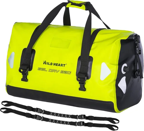 WILD HEART Bolsa de lona impermeable para motocicleta, PVC500D, doble parte inferior, con correas de cuerda y bolsillo interior, 40L, 66L, 100L, 66L
