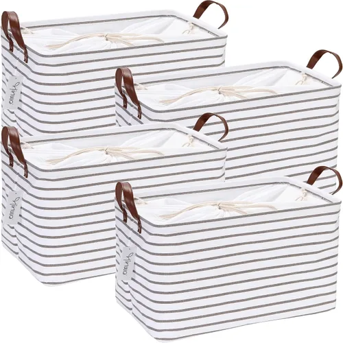 Miniatura 51 de Hinwo 31L Bolsas de almacenamiento grandes, organizadores de armario y almacenamiento, cestas de estante, cestas de almacenamiento plegables