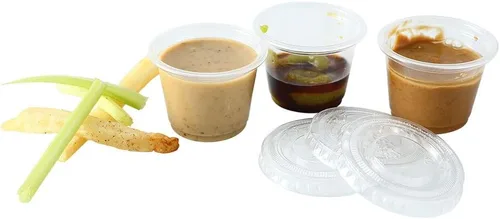 Miniatura 6 de Recipientes de plástico pequeños de polipropileno transparente de 200-1 oz tazas con tapas
