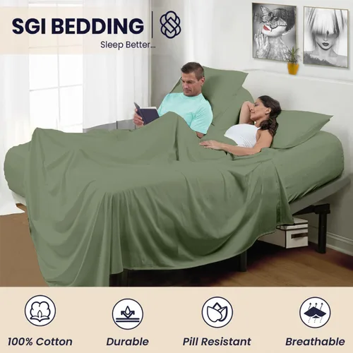 Miniatura 6 de SGI bedding Juego de sábanas Cal King de 34 pulgadas, 100% algodón egipcio, sábanas ajustables de 600 hilos, juego de sábanas de 4 piezas con 04