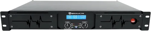 Rockville Amplificador D12 5000W Peak/1400W RMS Clase D de 2 canales, pantalla LCD, interruptor cruzado, montaje en rack, salida de potencia de 4/8