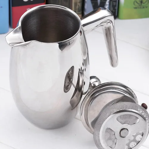 Miniatura 5 de Cafetera de prensa francesa, acero inoxidable de grado 304 con cuchara, tetera de prensa francesa aislada de doble pared para el hogar, 27.1 fl oz