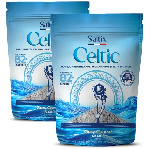 Miniatura 8 de Saltix Sal marina gris gruesa de 1 lb (16 oz) de la región celta de Francia, 100% Natural, Orgánica, Sin refinar, 82+ Minerales de traza