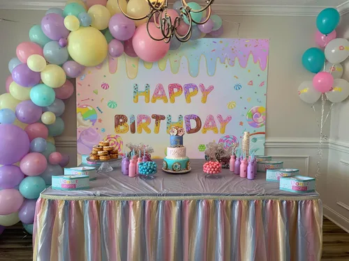 Miniatura 7 de Mocsicka Fondo de dona de feliz cumpleaños para niñas, decoración de fiesta de cumpleaños, decoración de fondo, mesa de pastel, pancarta, dona