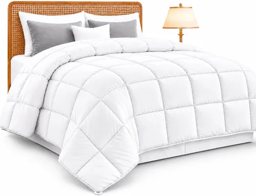 Miniatura 16 de LUX Décor - Edredón Queen de 88 x 88 pulgadas, relleno de edredón alternativo ultrasuave con pestañas de esquina y costuras de caja, ropa de cama