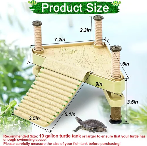 Miniatura 2 de Keedolla Pequeño Muelle Flotante de Reptil Acuático Plataforma de Toma de Sol para Acuario, Plataforma Decorativa de Reptil Acuario con Rampa