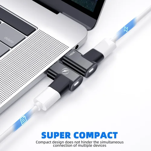 Miniatura 6 de Adaptador magnético USB tipo C, (paquete de 2) adaptador USB C magnético de 24 pines con PD 140 W USBC 4 20 Gbps transferencia de datos 8K 60Hz