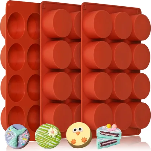 Miniatura 33 de Moldes de bomba de cacao para chocolate caliente, silicona hemisferio de 2.5 pulgadas, paquete de 3, molde semicircular, 6 cavidades, circular, sin
