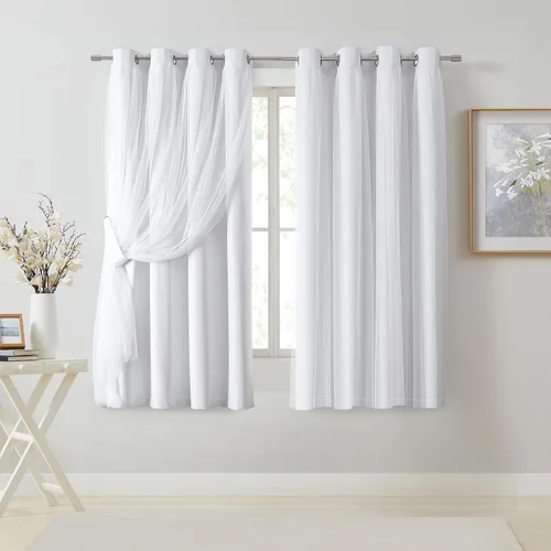 Miniatura 21 de Bujasso- 2 cortinas 80% blackout azul cielo c/capa superpuesta traslúcida, doble capa térmica y aislante p/mezclar y combinar, parte superior