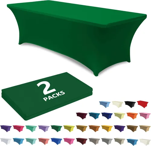 Miniatura 15 de ABCCANOPY Paquete de 2 manteles de elastano negro de 4 pies, elásticos, resistentes a las arrugas, reutilizables, para mesa plegable rectangular