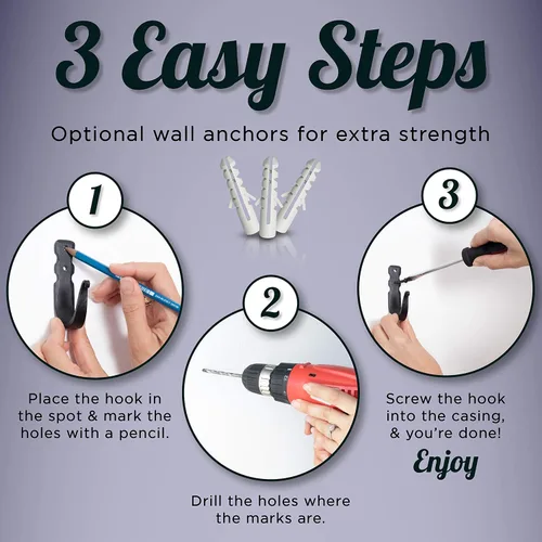 Miniatura 5 de Ganchos decorativos para pared, ganchos de pared de metal para colgar abrigos, sombreros y bolsos, ganchos rústicos para toallas para baños