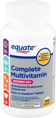 Multivitamínico para mujeres 50 Plus – 100 tabletas, multivitamínico diario para mujer con vitaminas y minerales esenciales, vitaminas adultas para