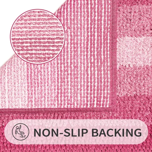 Miniatura 3 de Gibelle Juego de 2 alfombras de baño color rosa, juego de alfombras de baño antideslizantes de felpilla, alfombra absorbente para ducha y baño
