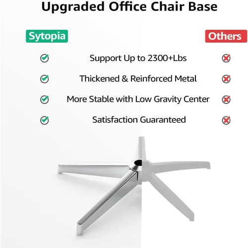 Miniatura 5 de Sytopia Base para silla de oficina, 28 pulgadas, repuesto de base de silla de escritorio con patas de metal reforzadas (2300 libras), parte inferior