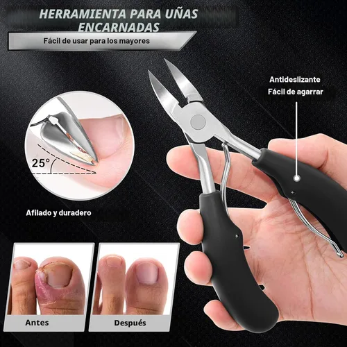 Miniatura 3 de Cortauñas para adultos mayores de uñas gruesas, Aucurwen cortauñas de alta resistencia para uñas gruesas de adultos con mango largo, juego de Negro