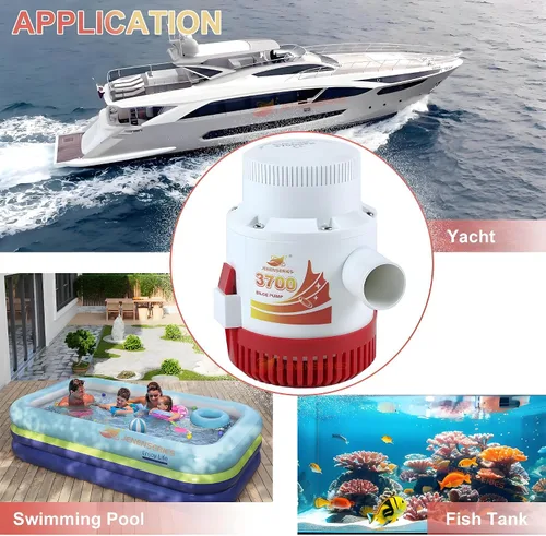 Miniatura 6 de Bomba de agua sumergible de sentina de 3700 GPH Bomba de agua de 12 V CC con interruptor de flotador adecuada para ferry, yate, sistema de drenaje