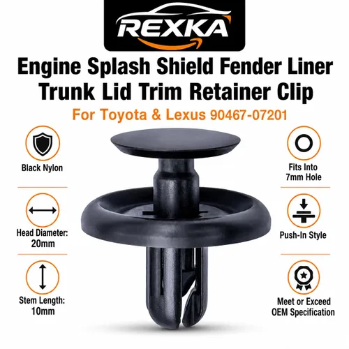 Miniatura 2 de Rexka 20 piezas de protector contra salpicaduras de motor Fender Liner tapa de maletero debajo de la cubierta clip de retención estilo empuje 20PZAS