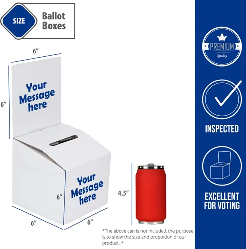 Miniatura 4 de ALBEN Urna blanca brillante de 6 x 6 x 6 pulgadas (paquete de 12) – Caja de boletos versátil para rifas, cajas de sugerencias y donaciones, cabecera