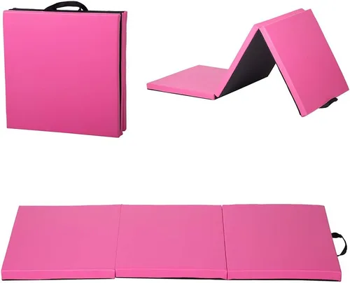 Miniatura 3 de Exercise Mat 2'x6'/4'x8'/4'x10' Gymnastics Mat Folding Gymnastics Tumbling Mats 1.6"-2" Thick PU Leather Yoga Mat Portable With Carrying Handles for