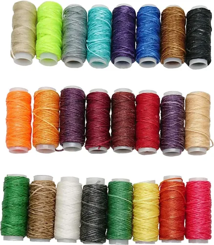 Hilo encerado de 24 colores, costura de cuero, hilo de costura a mano para coser cuero y encuadernación, 13 yardas por color