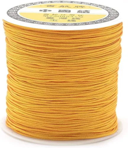 Miniatura 35 de Pandahall - Cordón de nailon para joyería de 109 yardas, cuerda de anudación china de hilo de macramé para joyería Kumihimo (vara dorada)