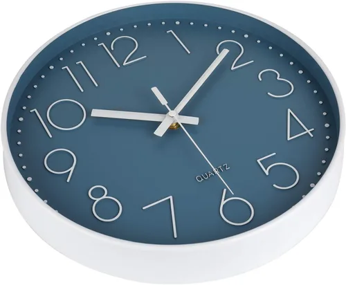 Miniatura 9 de jomparis - Reloj de pared de cuarzo redondo de 12 pulgadas, silencioso, sin tictac, decorativo, moderno, funciona con pilas, para hogar, oficina