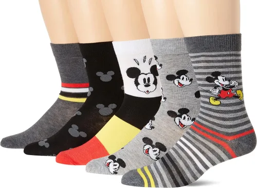 Disney mens Mickey Mouse 5 Pack Crew Socks