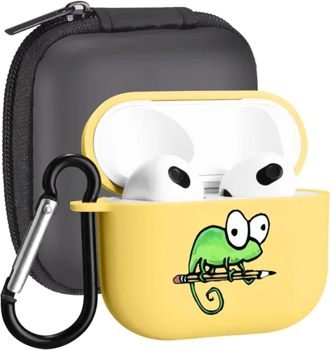 Miniatura 13 de Funda compatible con Airpods de 3ª generación, linda funda para Airpods 3, diseño de rana, protectora para mujeres y niñas con llavero para Apple
