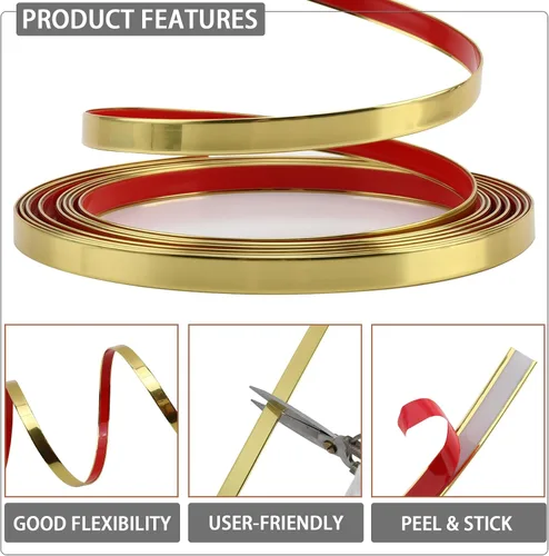 Miniatura 3 de QDYMXUN Moldura de PVC para despegar y pegar, tira de decoración de pared flexible para marco de espejo, gabinete, bordes, bordes y azulejos