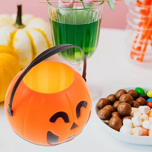 Miniatura 8 de TOYANDONA 3 piezas de calabaza cubo calabaza decoración mini decoración Halloween decoración adornos colgante de Halloween niños truco o trato