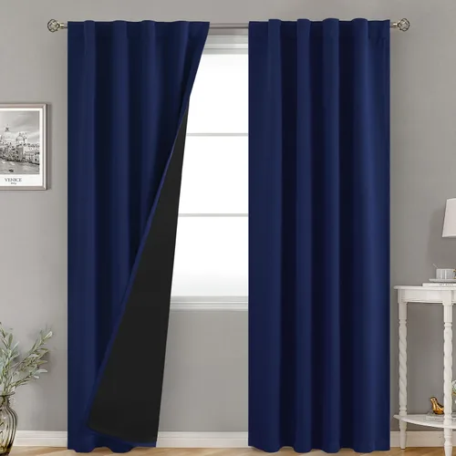 Miniatura 30 de BGment Cortinas 100% opacas beige de 63 pulgadas de largo con forro aislante térmico, bolsillo para varilla y lengüeta trasera de doble capa