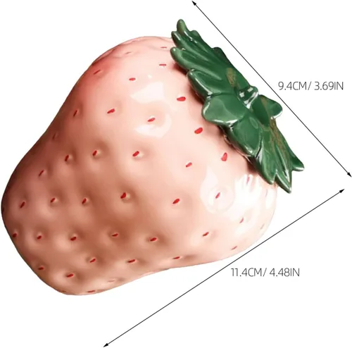 Miniatura 8 de Recipiente de té en forma de fresa con tapa de 4.48 x 3.70 x 3.70 pulgadas, tarro portátil de almacenamiento de alimentos sellados para granos de té