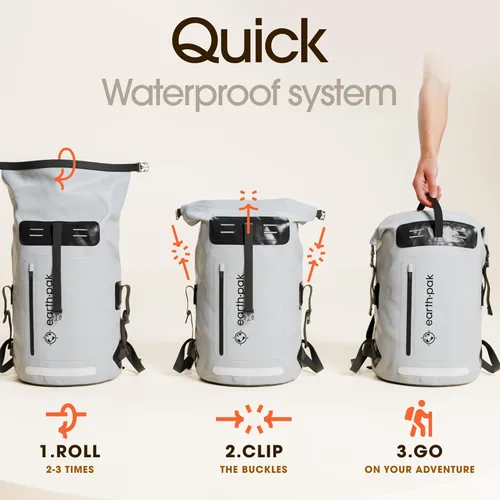 Miniatura 6 de Mochila impermeable Earth Pak - Mochila de senderismo resistente - Bolsa con cierre enrollable - Bolsa seca acolchada con carcasa impermeable