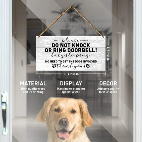 Miniatura 2 de Letrero de bebé para puerta delantera, no hay necesidad de conseguir a los perros involucrados, letrero de advertencia de perro para decoración