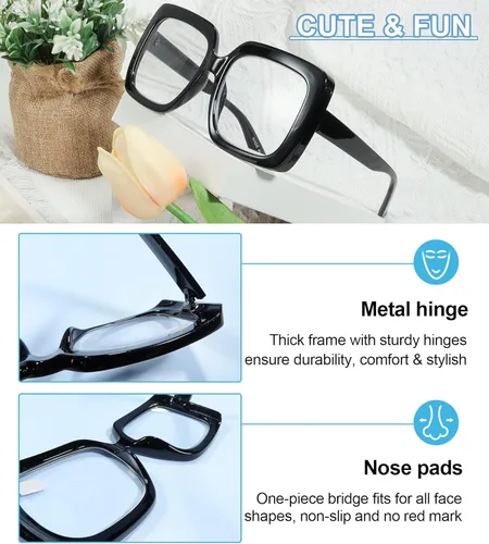 Miniatura 4 de MARE AZZURO Gafas de lectura de gran tamaño para mujer, de moda, cuadrados, para lectores 1.0, 1.25, 1.5, 1.75, 2.0, 2.25, 2.5, 2.75, 3.0, 3.5, 4.0