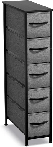 Miniatura 9 de Sorbus Cómoda Estrecha para Niños con 4 Cajones - Cajonera de Almacenamiento Vertical Delgada con Marco de Acero, Superficie de Madera y Tinte pastel