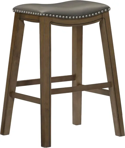 Miniatura 10 de Homelegance Ordway Taburete de Altura de Mostrador de Madera Maciza - Taburete de Cocina Saddle, Taburetes de Altura de Mostrador para Comedor, Negro