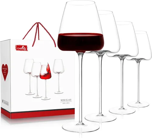 Miniatura 7 de Juego de 2 copas de vino de cristal, sopladas a mano, 22 onzas con tallo largo, borde delgado, copas de vino blanco de primera calidad para bodas